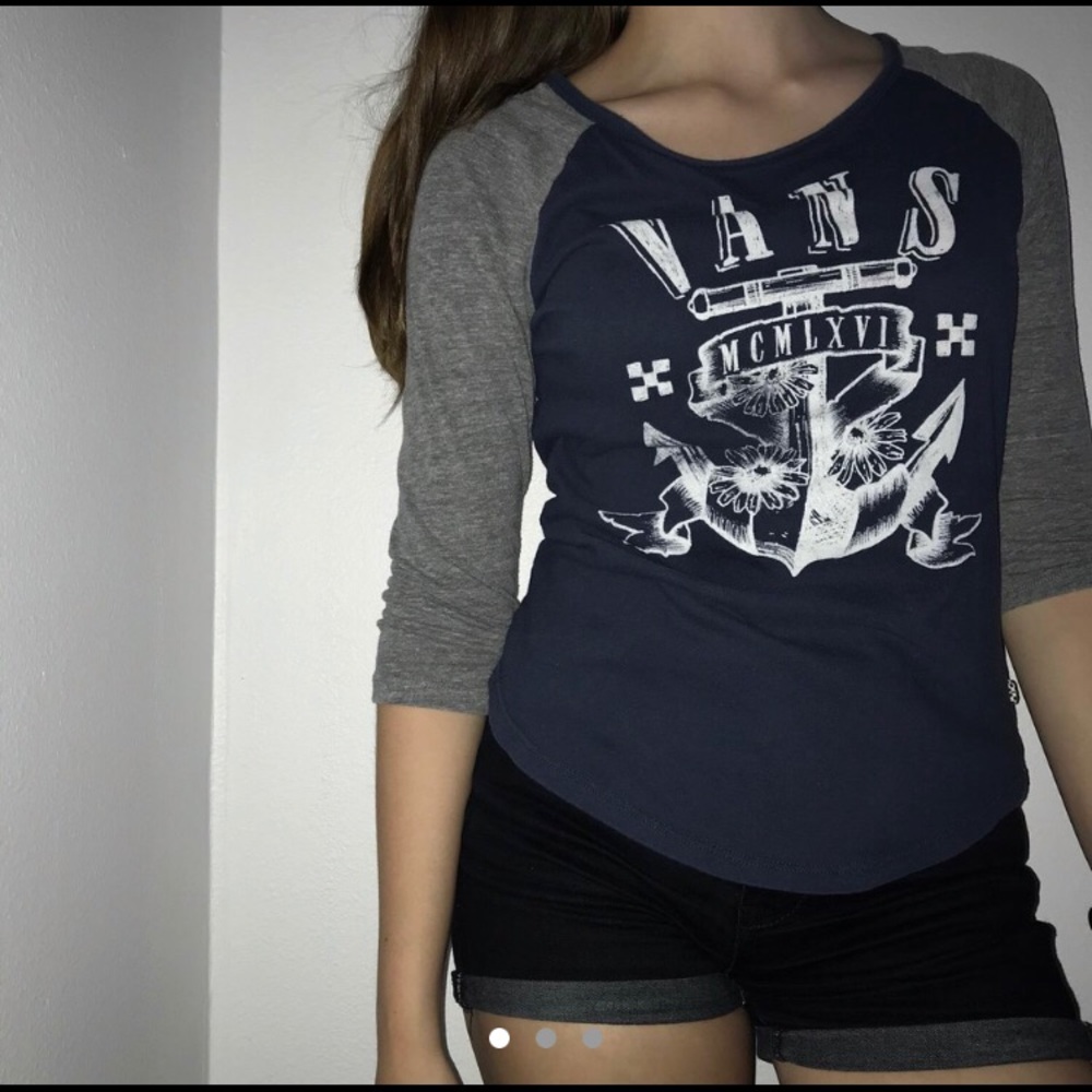 Navy Blue/ Gray VANS Baseball Tee
